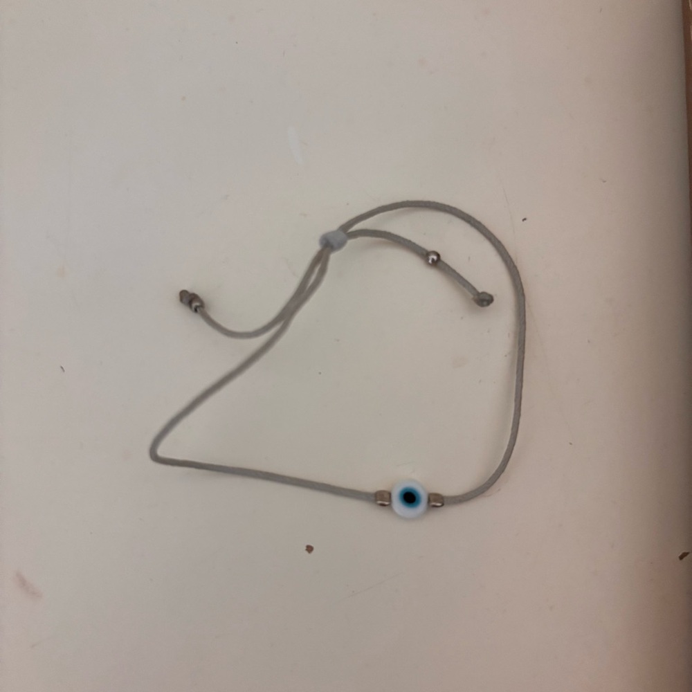 Gray String Bracelet with Evil Eye Bead